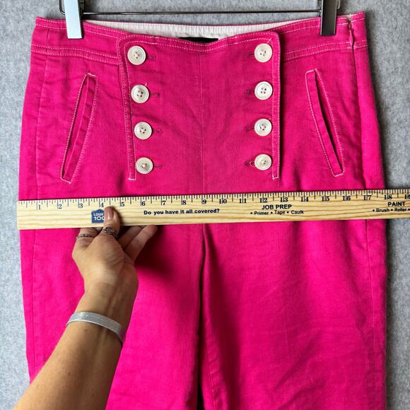 J.Crew Peyton Sailor Pant Stretch Linen Size 6 Soft Fuchsia Pink Retro Preppy - Picture 12 of 15